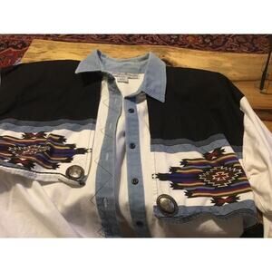 Vintage‎ Western Style Size L Long Sleeve Button Up Country Tease By Adobe Rose